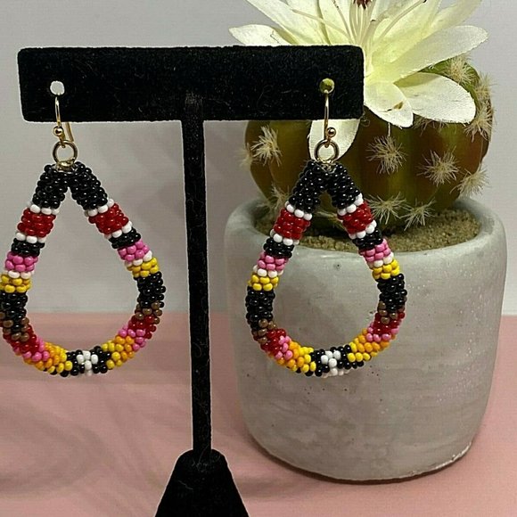 Fall Autumn CARNIVAL bead earrings Beaded jewelry - Picture 3 of 12